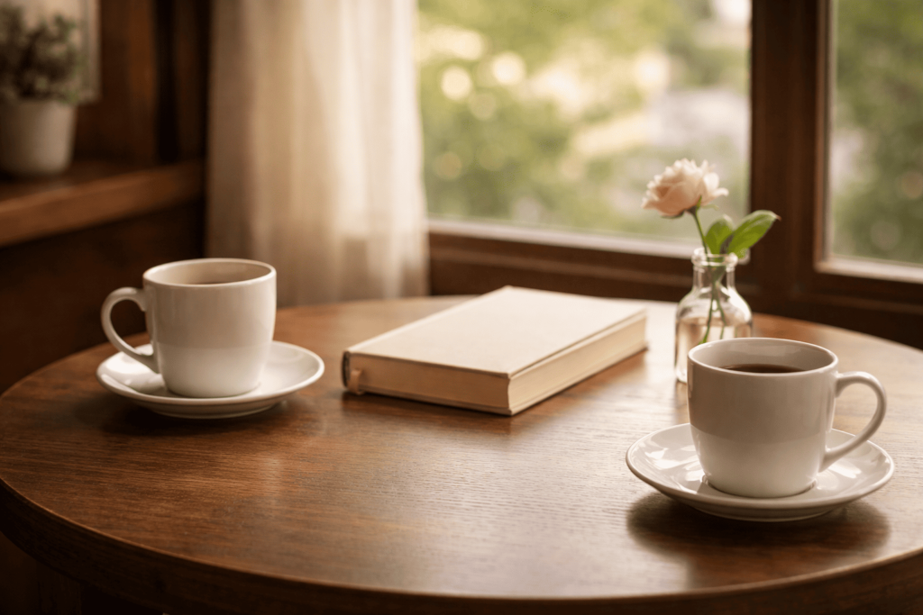 自立した大人の恋愛観と心地よい距離感を表した静かなテーブル風景