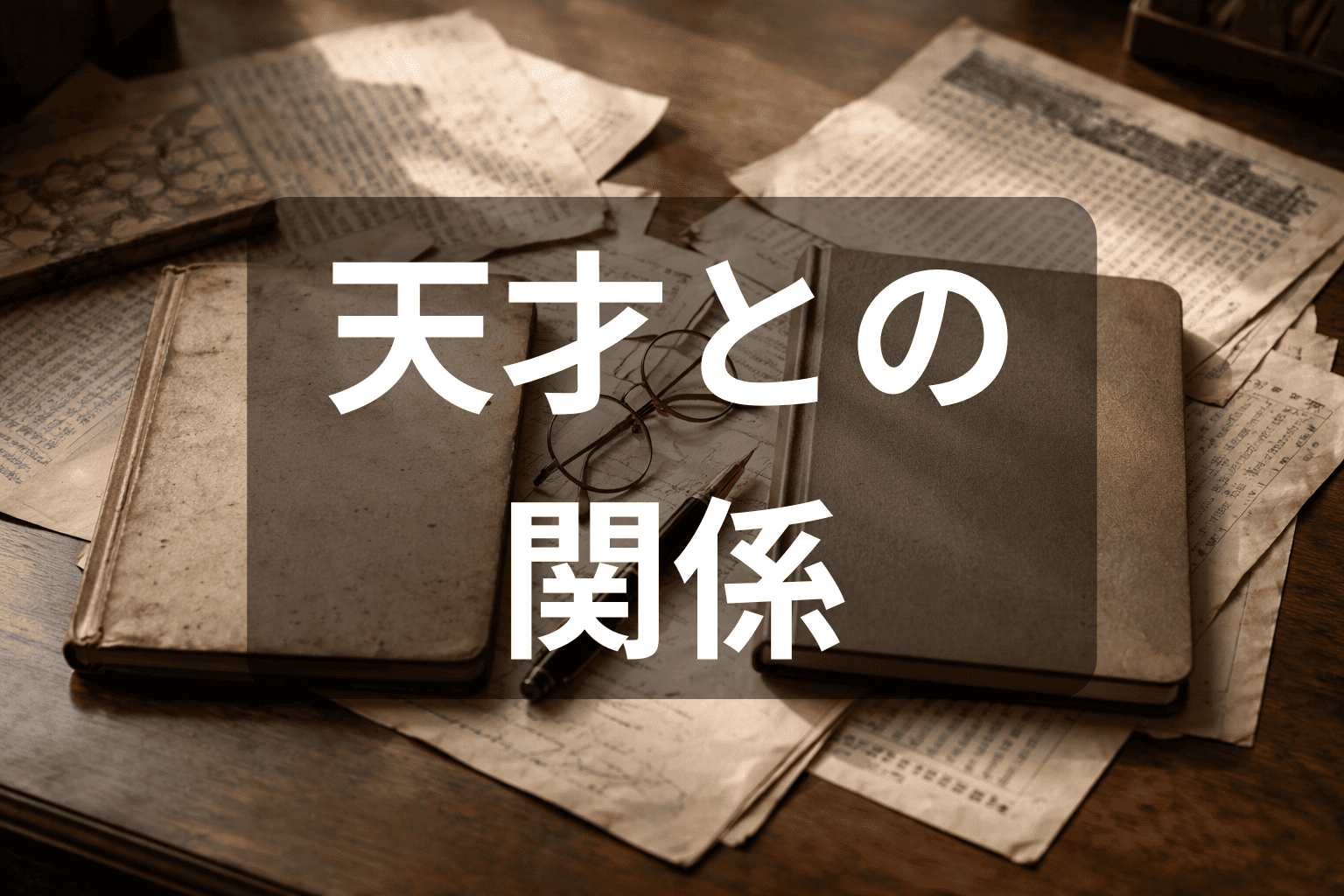 手塚治虫とやなせたかしの年齢差と時代背景の違いを静かに示す資料机のイメージ